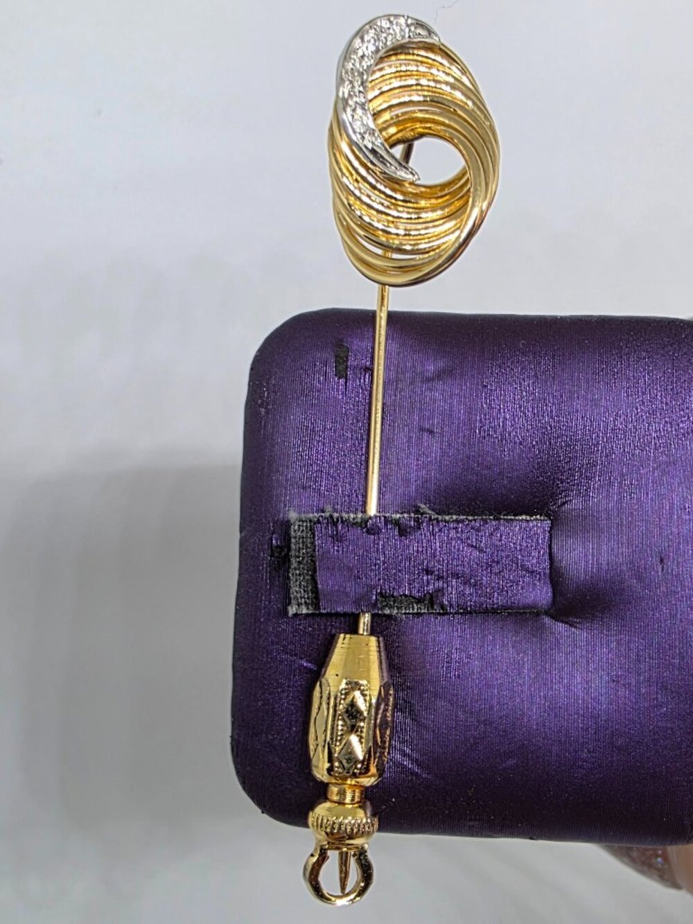 Vintage 14k Yellow Gold Genuine Diamond Lapel Stick Tie Pin Brooch 3.3 g - Picture 14 of 16